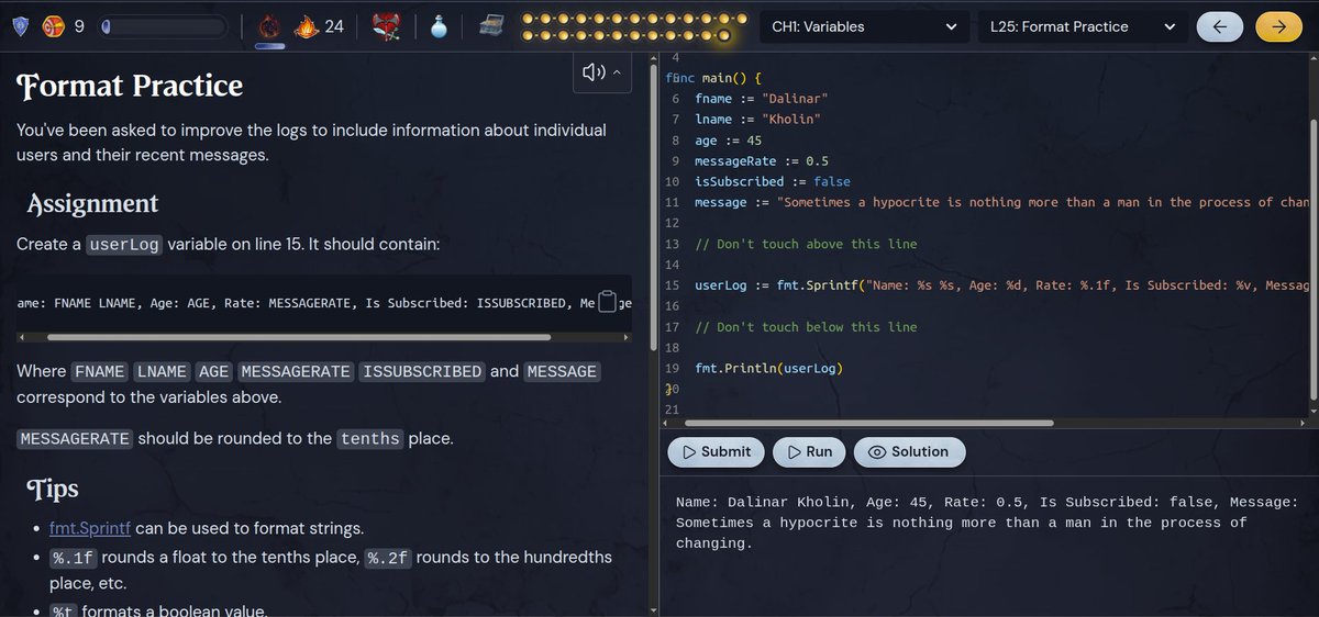 ZeeshanMakhtoor's tweet image. Day  23&amp;amp;24 of #100daysofcode learning Go,  finished the variables chapter,
 learning backend from @bootdotdev
Bye bye         
#LearnInPublic #backenddevloper
