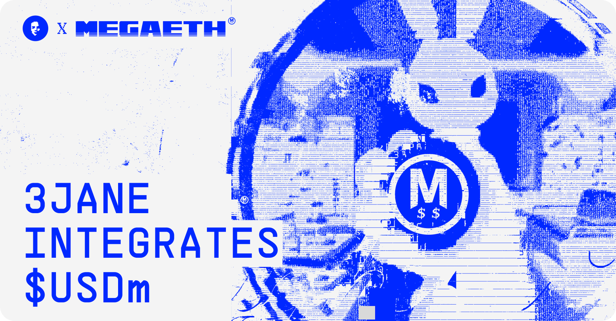 3janexyz's tweet photo. 1/ We're excited to integrate @megaeth $USDm predeposits as collateral on 3Jane.

Users can now tap USDC credit lines against their $MEGA-generating deposits and traditional credit score.

@chud_eth pls raise the caps, your silence is deafening  🙏🙏 https://t.co/kJFQTA1PgV