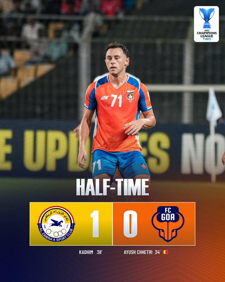 IndSuperLeague's tweet image. The Gaurs trail at the break.

Watch #AZRFCG live only on #Fancode: bit.ly/4pCSURs

#ACLTwo #AFCChampionsLeagueTwo #FCGoa #GaursinAsia