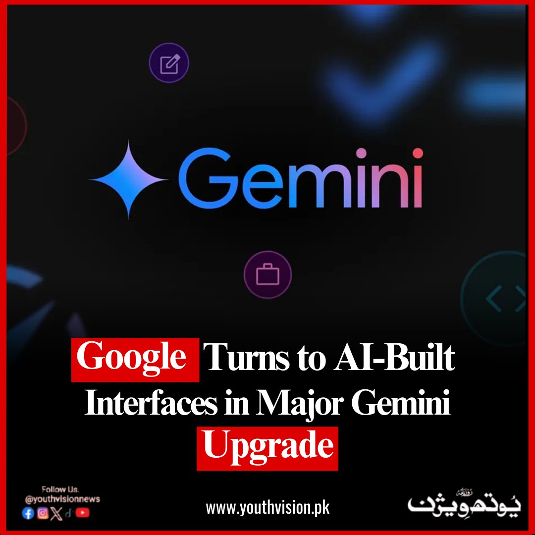 youthvisionnews's tweet image. Daily Youth Vision : (From Affan Gohar) Google Turns to AI-Built Interfaces in Major Gemini Upgrade”
#GenerativeUI #GoogleGemini #UXDesign #ArtificialIntelligence #ProductDesign #AIFirst #TechNews #Innovation #FutureOfWork #NoCode