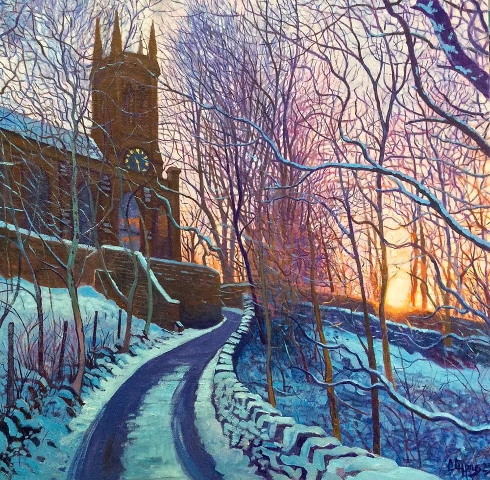 Chris Cyprus 
‘Winters Tale’ 
He made us all aware of his talent and sense of fun with  his allotment paintings 
Now he’s moved on to other styles and his light filled pieces  are a pleasure to post