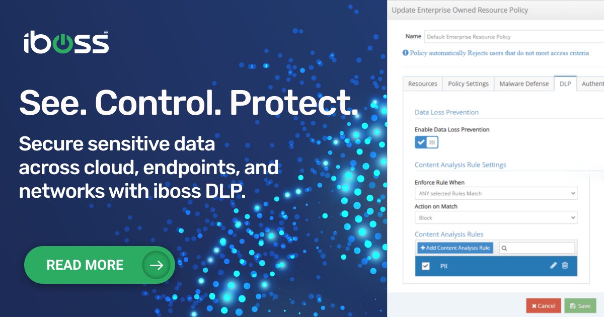 ibossCloud's tweet image. 🛡️Protecting Sensitive Data Remains a Top Priority

Sensitive information is everywhere, in the cloud, on endpoints, and across networks. Are you confident your organization can see and secure all sensitive data? 

iboss Data Loss Prevention gives organizations real-time…