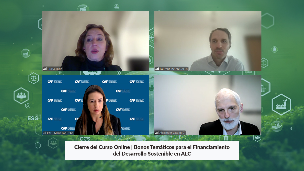 _ALIDE_'s tweet image. 📢 #CapacitaciónALIDE | Concluimos el curso online sobre Bonos temáticos para el financiamiento en #ALC 🌱📊.
En el módulo final, especialistas de @AFD_France, @AgendaCAF y @el_BID compartieron sus experiencias para fortalecer las finanzas sostenibles en la región 🌎🤝.