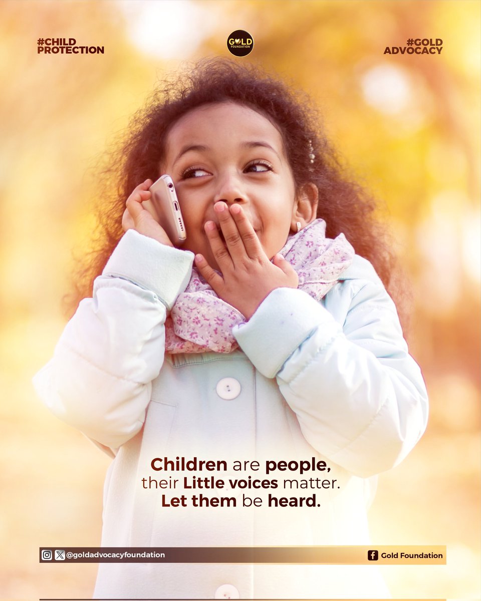 Goldadvocacy's tweet image. Every child deserves to grow up feeling safe, respected, and valued. Their feelings are real &amp;amp; their perspectives deserve our full attention. When we listen to children, we protect them and when we believe them, we empower them.
.
#ChildProtection #EveryChildMatters #Goldadvocacy