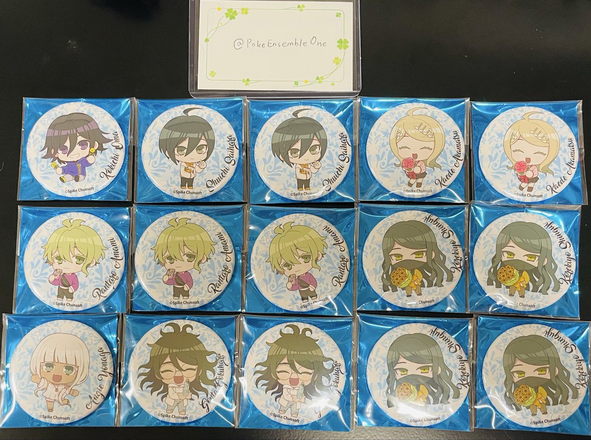 PokeEnsembleOne's tweet photo. ダンガンロンパ ダンロン good spoon コラボカフェ 缶バッジ アクスタ ヘアゴム 譲渡 ホロ

譲（ノーマル）
👑
天海1 真宮寺1 春川1 王馬6 最原3 赤松2 霧切1 苗木1
🌸
腐川 十神 獄原 東条 キーボ 茶柱
⭕️
山田 大和田 朝日奈 星 夜長 夢野
別ツイ レインコードコラボの○

↓ツリーへ https://t.co/3pRwADDV1l