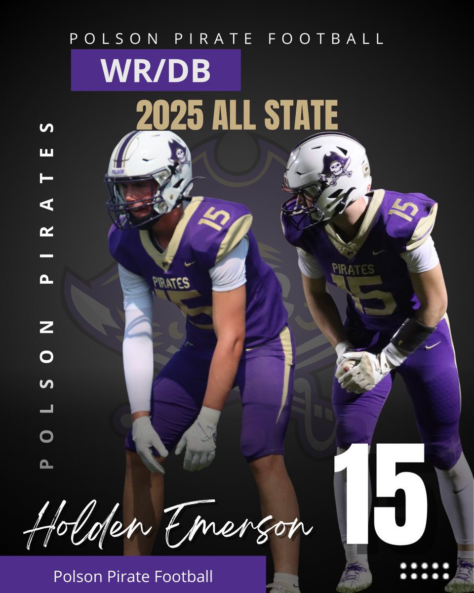 Congratulations to our All Conference players!

Offense:
Holden Emerson - 1st Team Slot WR
Brody Bulette - 1st Team Offensive Line 

Defense: 
Cody Haggard - 1st Team Defensive Line 
Holden Emerson - 1st Team Safety 

All State:
Holden Emerson