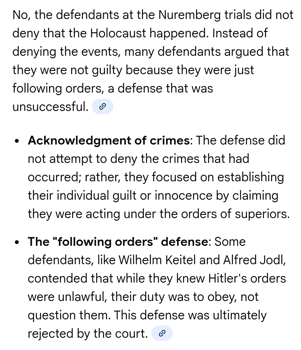 paulbrowntx's tweet image. Did the defendants of the Nuremberg trials deny that the Holocaust happened? 

You would think that if it were all made up, it would have been consistently and vehemently denied by those accused of carrying it out. They would have called it outlandish, implausible, and…