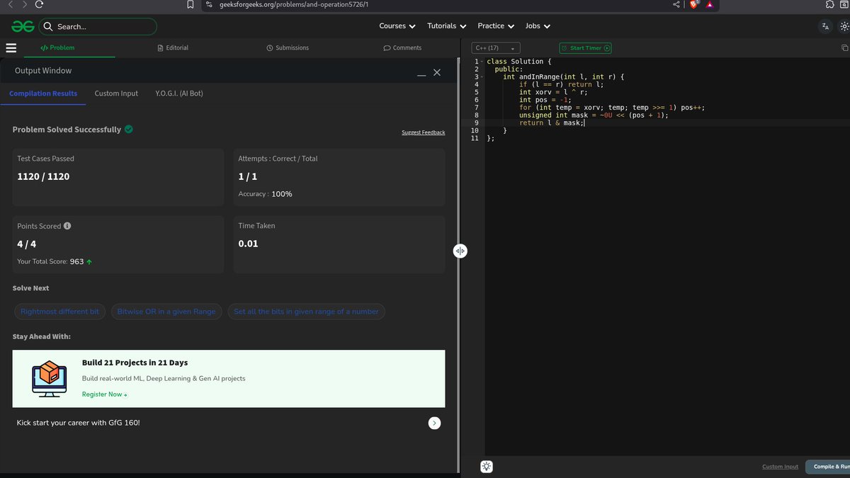 SaurabhKokate20's tweet image. ⚡ Day 241 of Problem Solving ✅
The last lap to 250 begins! 💻🔥
Locked in till the milestone. ⚡🚀
#GeekStreak2025 @geeksforgeeks
#DSA #ProblemSolving #100DaysOfCode #CodingJourney #DeveloperLife #TechTwitter #BuildInPublic #RoadTo250
