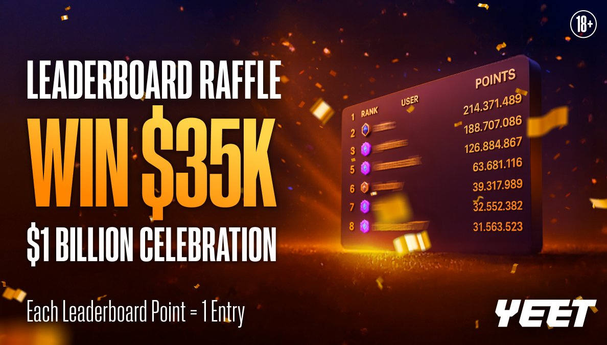 We’re close to hitting $1,000,000,000 in total volume (currently at $960M)

The day we cross $1B, we’ll run a raffle with 1 winner.

How it works:

- Every leaderboard point between now and hitting $1B wagered = 1 raffle ticket
- More points = more raffle tickets
- The winner
