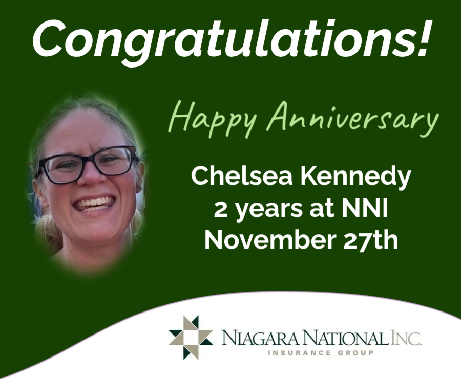 NiagaraNational's tweet photo. Congratulations to Chelsea Kennedy on celebrating 2 years at NNI as of November 27th. Wishing you continued success! #Anniversary #Milestone #TeamNNI https://t.co/vLRZhxa1BY