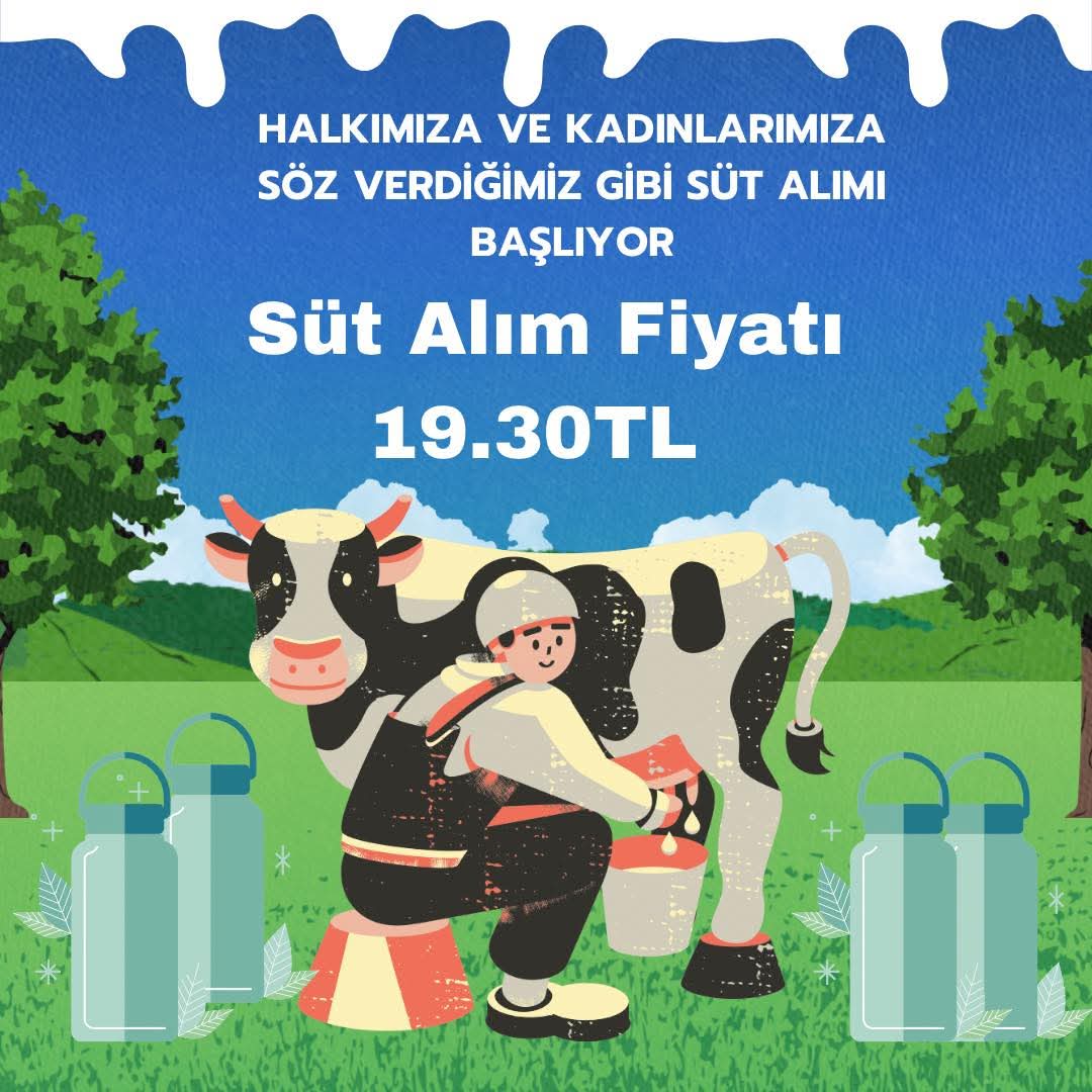 Halkımıza ve özelikle Kadınlarımıza söz verdiğimiz gibi SÜT ALIMI' na başlıyoruz.
✅Pazartesi Günü itibarı ile Halkımızdan ricamız ,özelikle Kadınlarımızın adına kayıt açarak ve iban numaralarını alarak kayıt yaptırmaları rica olunur.
Bahar GÖKSU 
Karayazı Belediyesi Eşbaşkanı