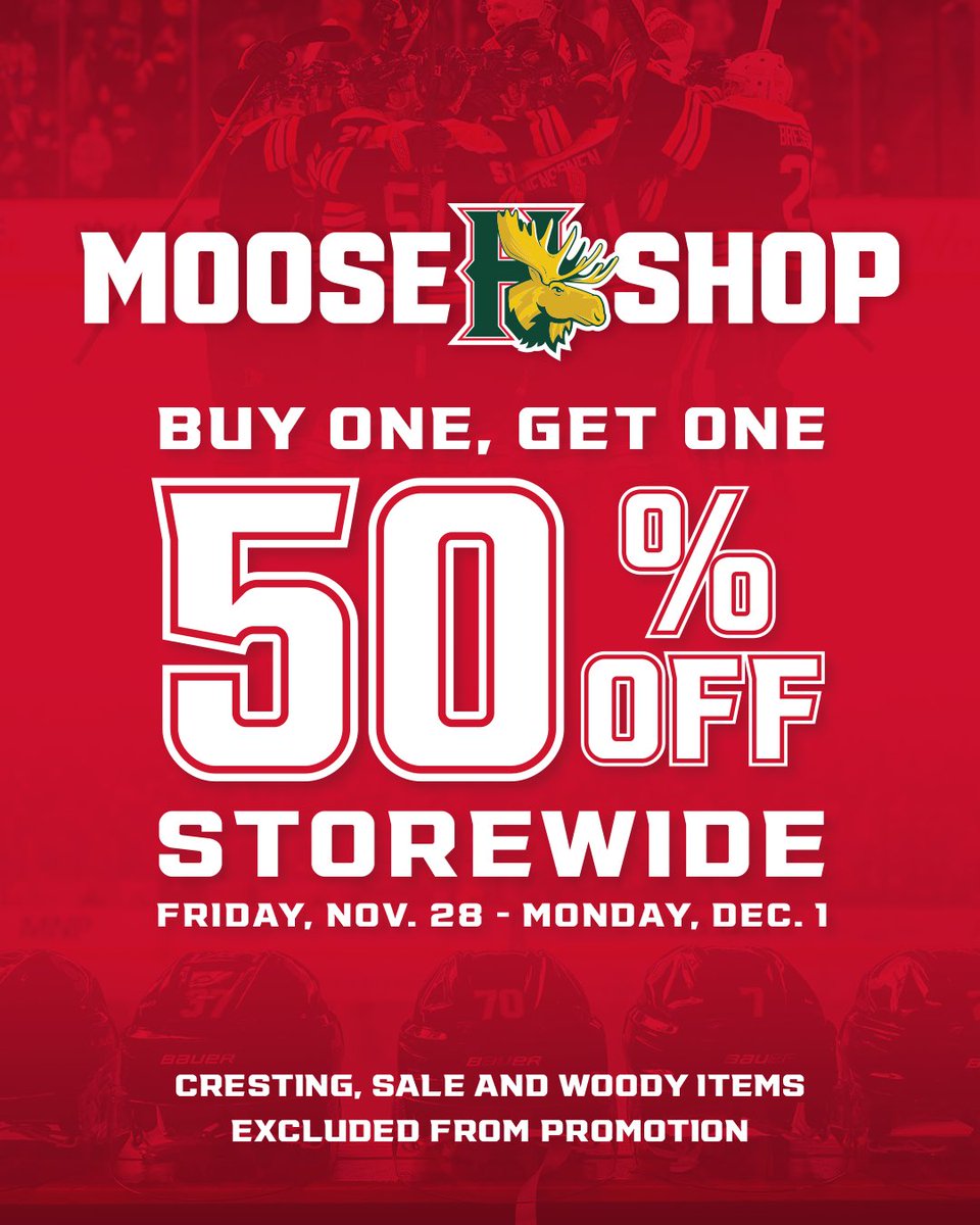 HFXMooseheads's tweet image. Black Friday deals all weekend at the Moose Shop in Mic Mac Mall! #GoMooseGo