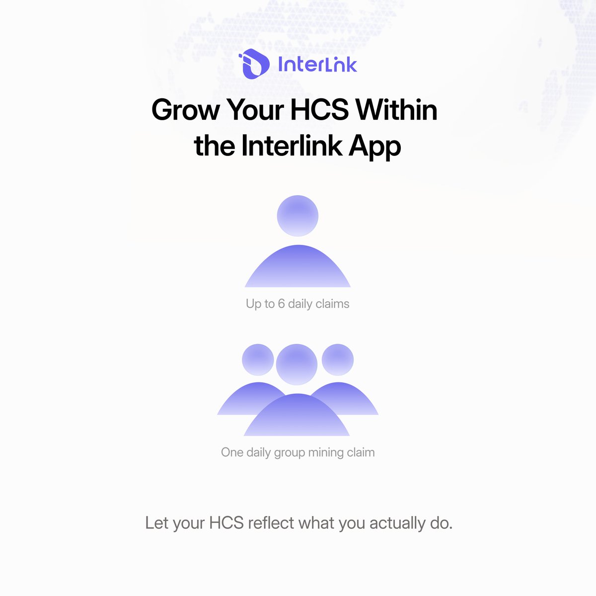 inter_link's tweet image. Grow Your HCS Within the Interlink App

Inside the Interlink app, your HCS grows from simple actions:
• Up to 6 daily claims
• One daily group mining claim

Let your HCS reflect what you actually do. 

#InterLink #ITLG #ITL