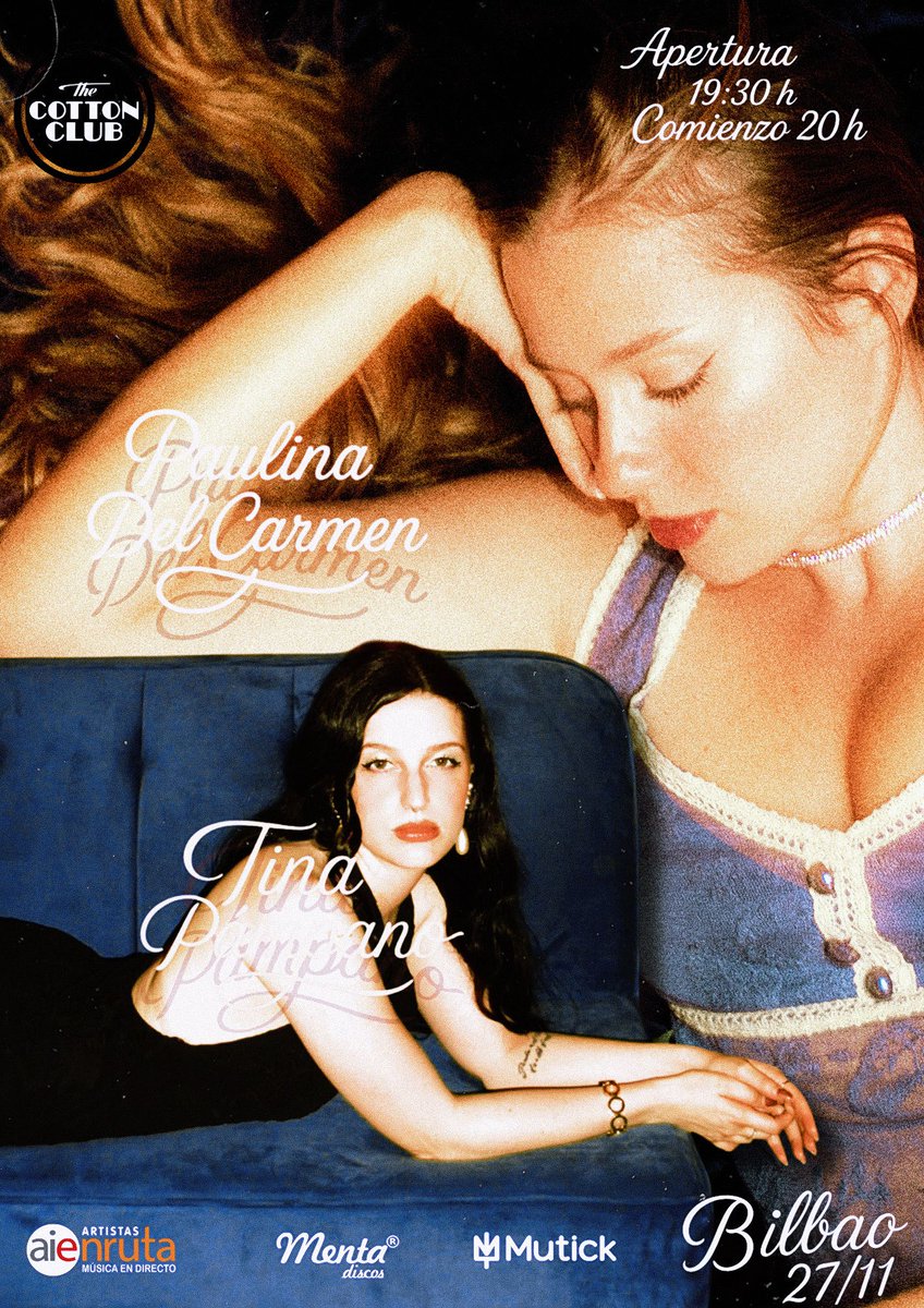 Paulina del Carmen continúa su gira dentro del 2º Ciclo 2025 de #AIEenRuta y llegará a Bilbao el 27 de noviembre para actuar en la Sala <a href="/CottonBilbao/">Cotton Bilbao</a> <a href="/aieartistas/">AIE Soc. de Artistas</a> 

Entradas url-shortener.me/KU1