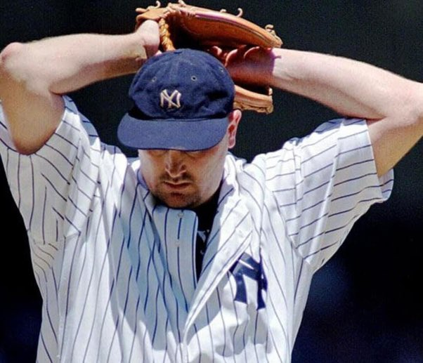 nut_history's tweet photo. David Wells paid a $2500 fine for wearing Babe Ruth’s game worn Yankee baseball cap.  He bought the cap for $35K.  Asked to wear it in a game, was told “No” and did it anyway. Wells paid the fine in singles, then sold the hat 13 years later at auction for $535K. https://t.co/Gt7j0LAceL