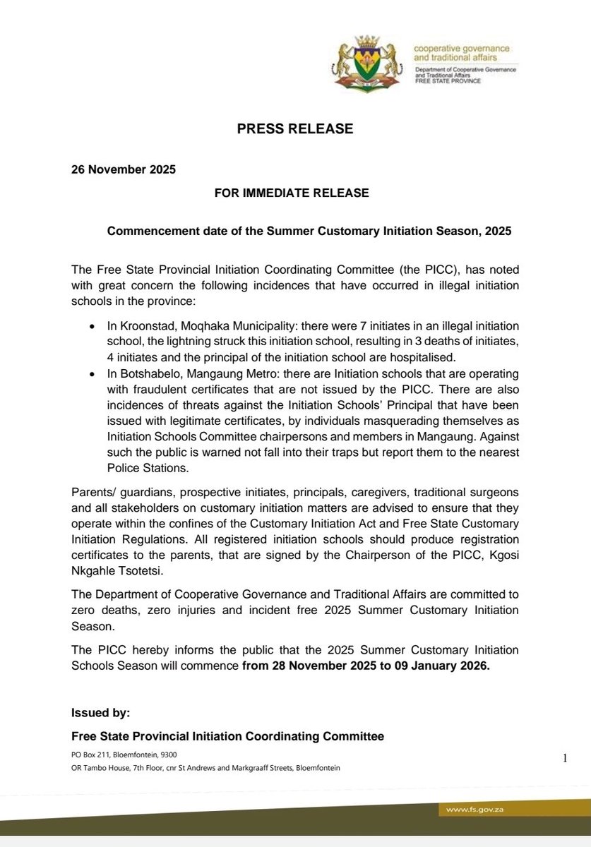 Free State COGTA and Human Settlements tweet media