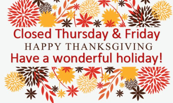 We will be closing at 2 p.m. today so our staff can start their holiday weekend!  We will be back in the office Monday at 8:30 a.m.

We hope you all have a safe and happy holiday!!!