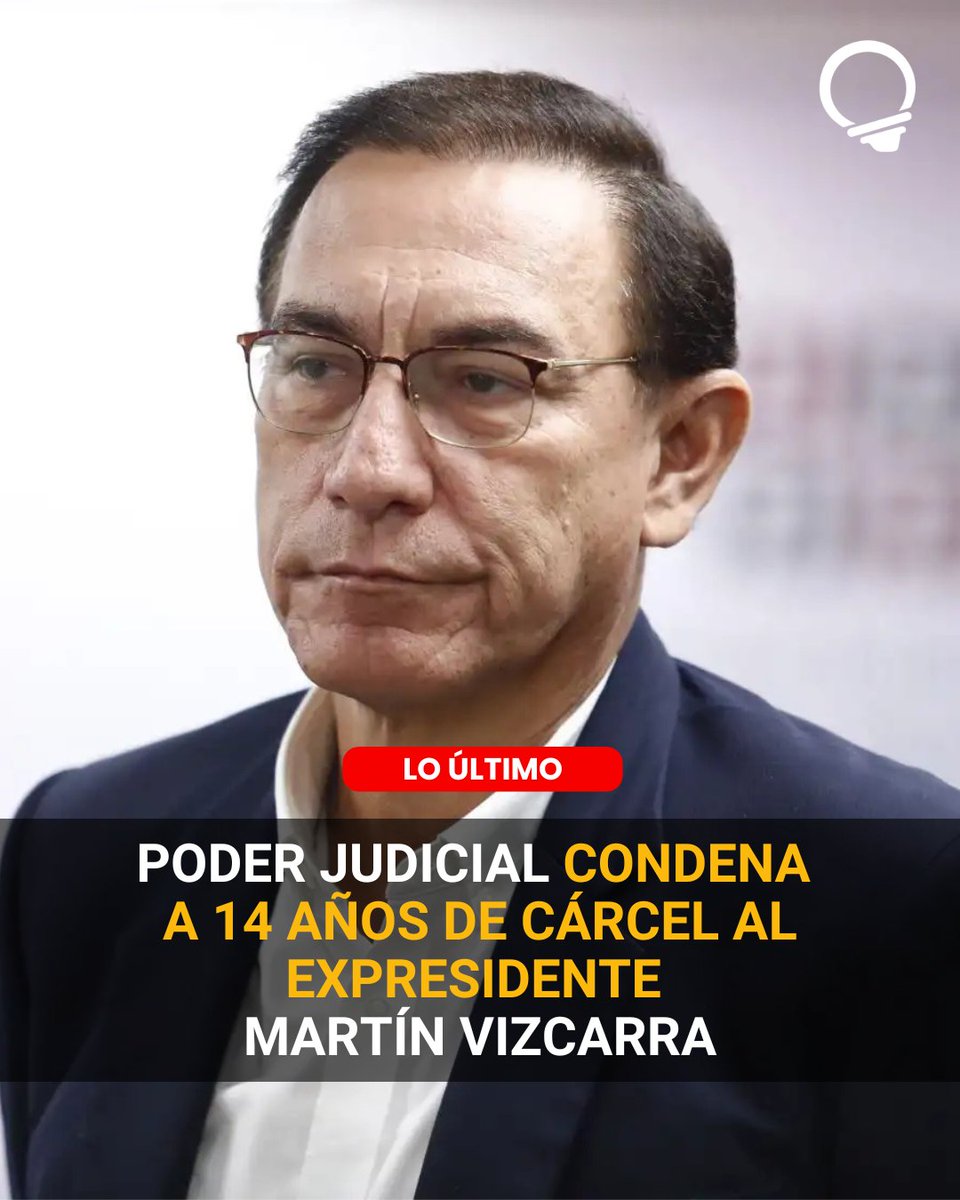 LO ÚLTIMO / Poder Judicial condena a 14 años de cárcel al expresidente Martín Vizcarra. Lo encontraron culpable de haber recibido coimas por S/ 2.3 millones cuando fue gobernador regional de Moquegua. La sentencia es por los casos Lomas de Ilo y Hospital de Moquegua.