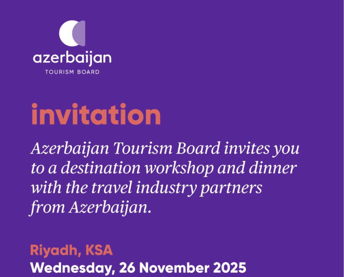 شكرا هيئة السياحة الأذربيجانية على دعوتي لحضور ورشة العمل المقام من قبلكم في الرياض سعدت بهذه الدعوه التي تهدف الي التواصل مع شركاء صناعة السفر في أذربيجان