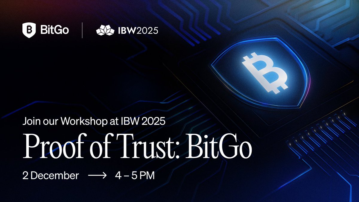 BitGo's tweet image. If you’re heading to India Blockchain Week @IBWofficial, make sure to catch our workshop on Dec 2, 4–5 PM.

We’re diving into “Proof of Trust: BitGo” and why trust is the foundation in the digital asset space.

📍 Sheraton Grand, Whitefield, Bangalore

Excited to see you there 👋