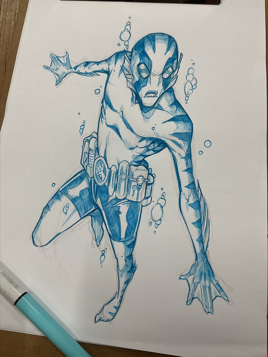 Switched to blue biro and did an accompanying Abe!