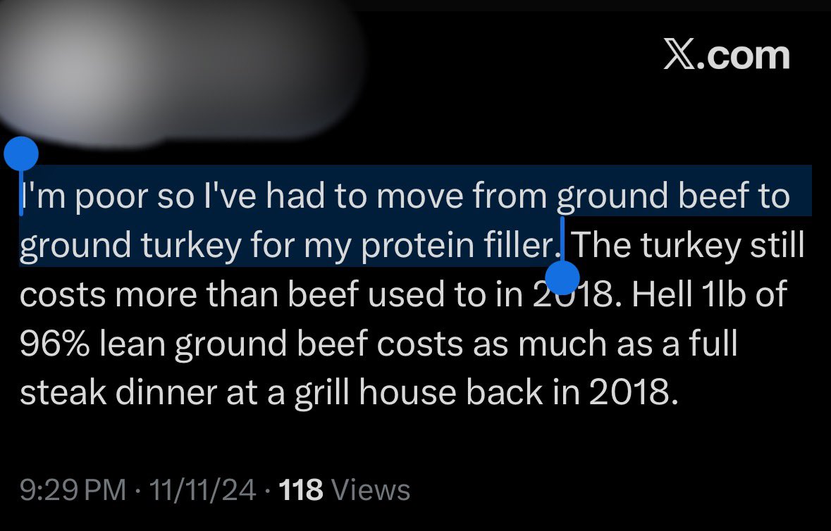 ramit's tweet photo. Incredible. The same person arguing to cut taxes for the wealthy couldn’t afford ground beef

I want you to know the truth. When you cut the taxes of wealthy people, it does not trickle down to the middle class

We should live in a country where you’re not struggling for food https://t.co/3N39t1nx6H