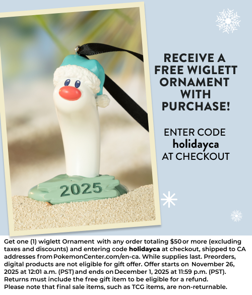 CeladonCA's tweet image. Pokémon Center - Receive A Free Wiglett Ornament With $50 Purchase - Code: holidayca
pokemoncenter.com/en-ca/#celadon

$10 shipping