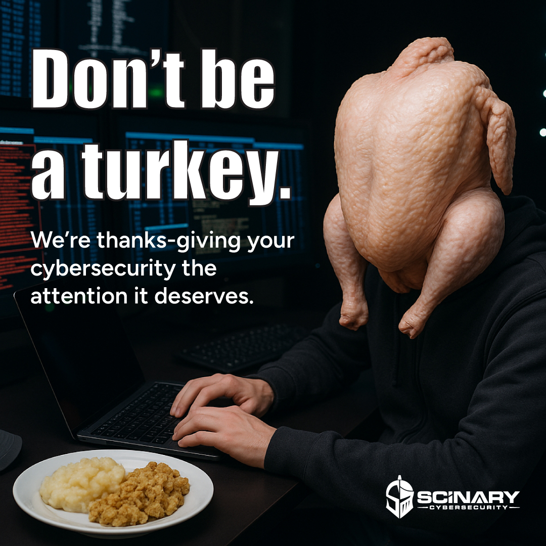 ScinaryCyber's tweet photo. We’re thankful for multi-factor authentication, good backups, and strong passwords.

Oh, and pie. Always pie.

Happy Thanksgiving from the Scinary team! https://t.co/UlL5eLriqM