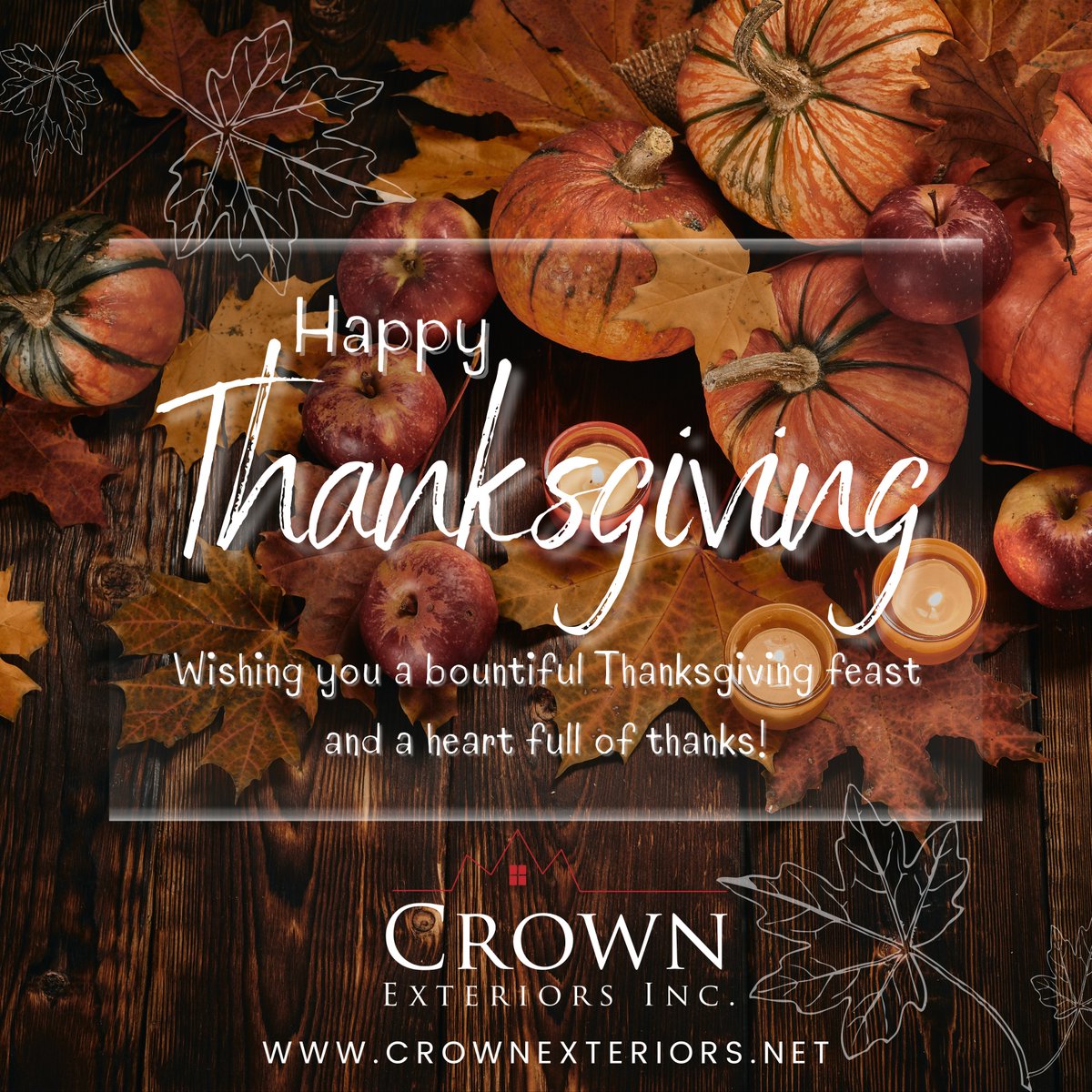 crownextinc's tweet photo. Happy Thanksgiving from the Crown Exteriors crew.  Our office will be closed Thursday and Friday to celebrate with our families. https://t.co/9FNLhJo1ag