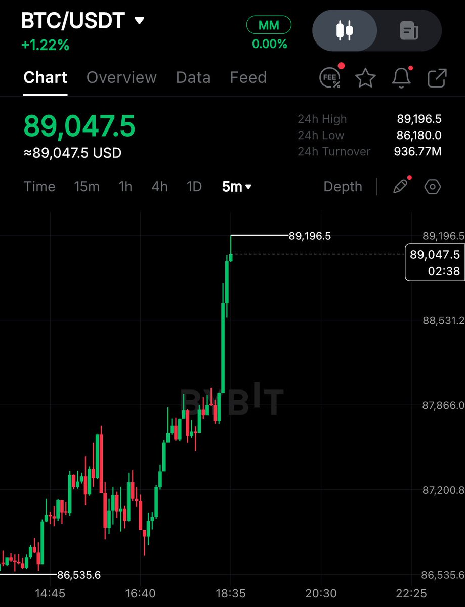 cryptorover's tweet photo. BITCOIN HITS $89,000 🚀 https://t.co/aBkiEVnb5p