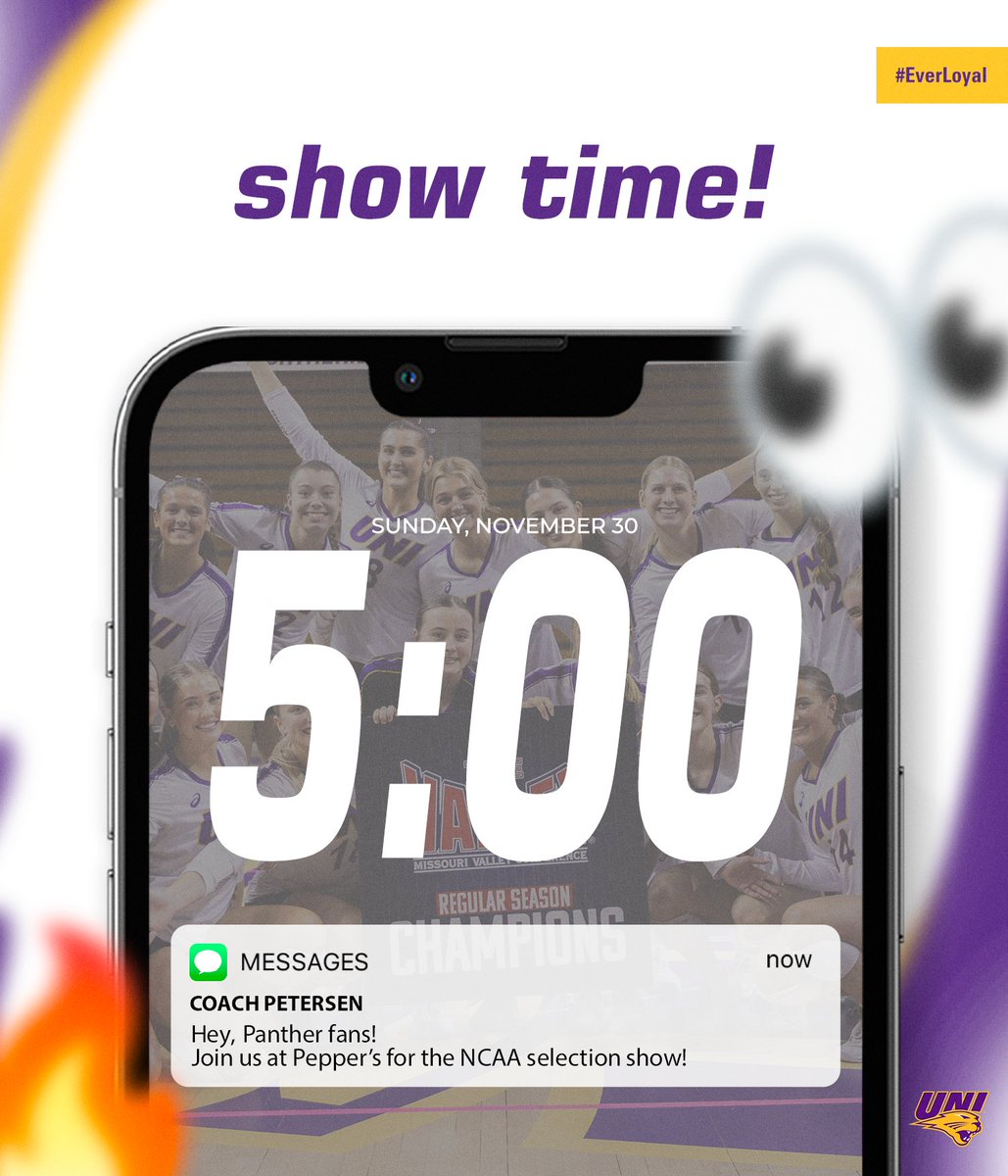 Show time on Sunday! 📲 

Join the Panthers at Pepper's Grill and Sports Pub at 5 p.m. CT for the NCAA Tournament Selection Show as we learn our matchup and destination!

#EverLoyal | #1UNI | #NCAAVB