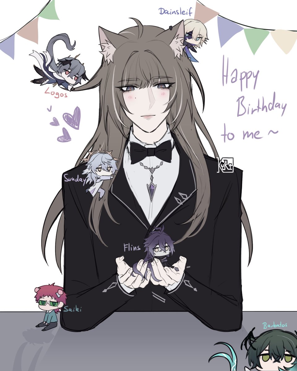 0020_cat's tweet image. 🐈‍⬛🎂+🐦‍⬛🌌🪽🕯️🍮
#logos #arknights #dainsleif #sundayhsr #flins #saikik #obeymebarbatos  #GenshinImpact