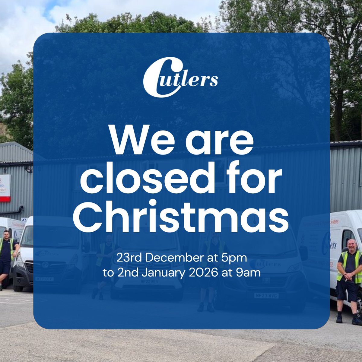 CutlerCleaning's tweet photo. With just under a month to go until Christmas we'd like to share our opening hours over the festive period.

We will be closed from 23rd December at 5pm - 2nd January 2026 at 9am to give everyone a well earned break!

#Cutlers #Christmas #Openinghours https://t.co/6cwJg87DBZ