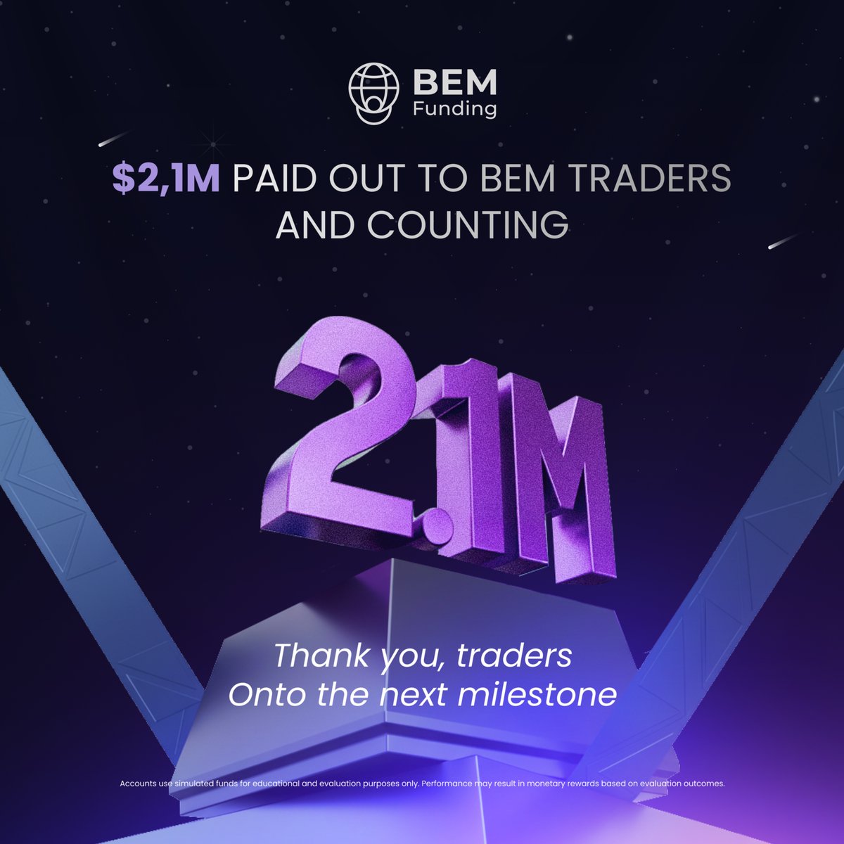 BemFunding's tweet image. To date, we’ve paid out $2.1M to traders.

Here’s to the next milestone.