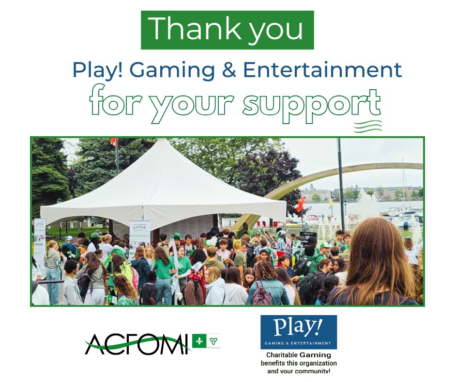 ACFOMI would like to extend its warm thanks to #PlayGaming&amp;Entertainment for their valuable support.

Thanks to their contribution, we are able to organize and promote French-language activities throughout the Kingston and Thousand Islands region.