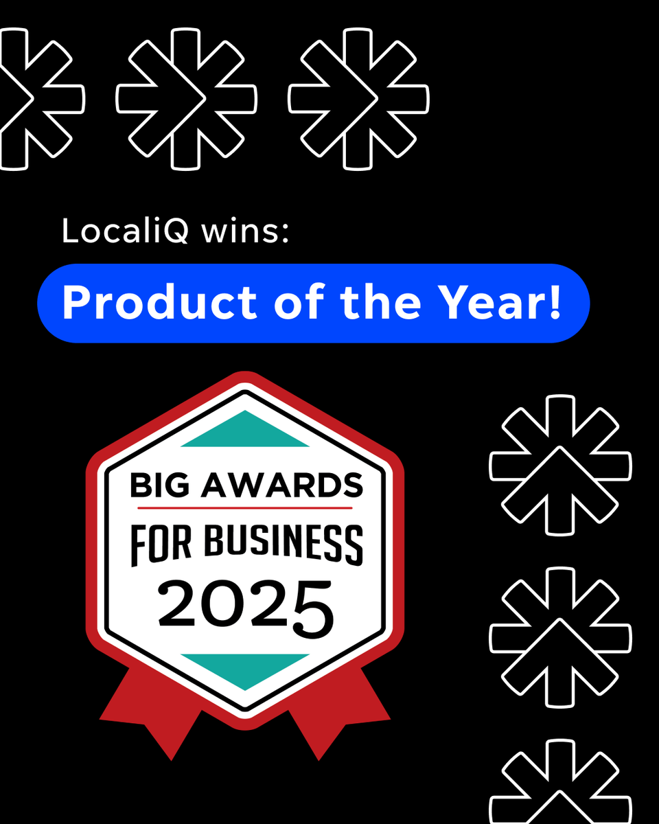 LocaliQ's tweet image. 🎉 LocaliQ wins Product of the Year at the 2025 BIG Awards! Honored by @BigAwards Group for:

✅ Fully integrated digital marketing platform
✅ AI-driven optimization
✅ Actionable insights &amp;amp; reporting
✅ Tech + human expertise

Grateful to our amazing team! #BIGAwards #LocaliQ