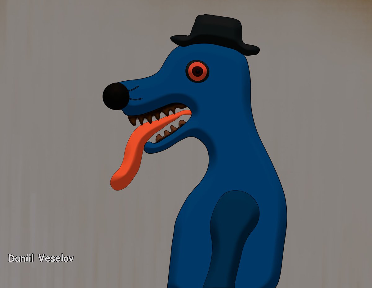 DanVesL's tweet image. When I&apos;m depressed, I usually draw my freaks. 
Blue Dog painting.

#gamedevelopment #gamedev