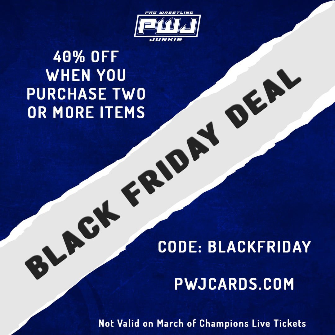 🚨BLACK FRIDAY SALE 🚨

♦️GET 40% OFF WHEN YOU PURCHASE TWO OR MORE ITEMS FROM OUR WEBSITE USE CODE: BLACKFRIDAY DURING CHECKOUT 

WE JUST ADDED MORE INVENTORY TODAY DONT MISS OUT !

NOTE: discount code does is Not Valid on March of Champions Live Tickets

PWJCARDS.COM