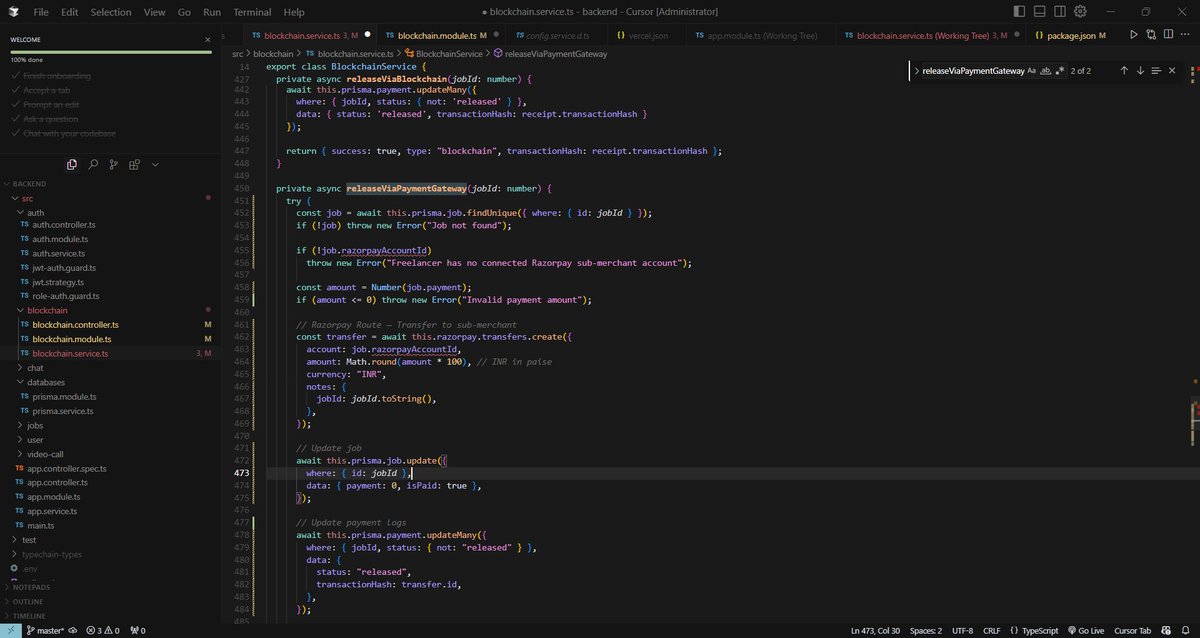 _a_m_i_t_1's tweet image. Day 499 of #500DaysOfCode

Razorpay integration  in web3 freelance platform ✔
One final push to Day 500