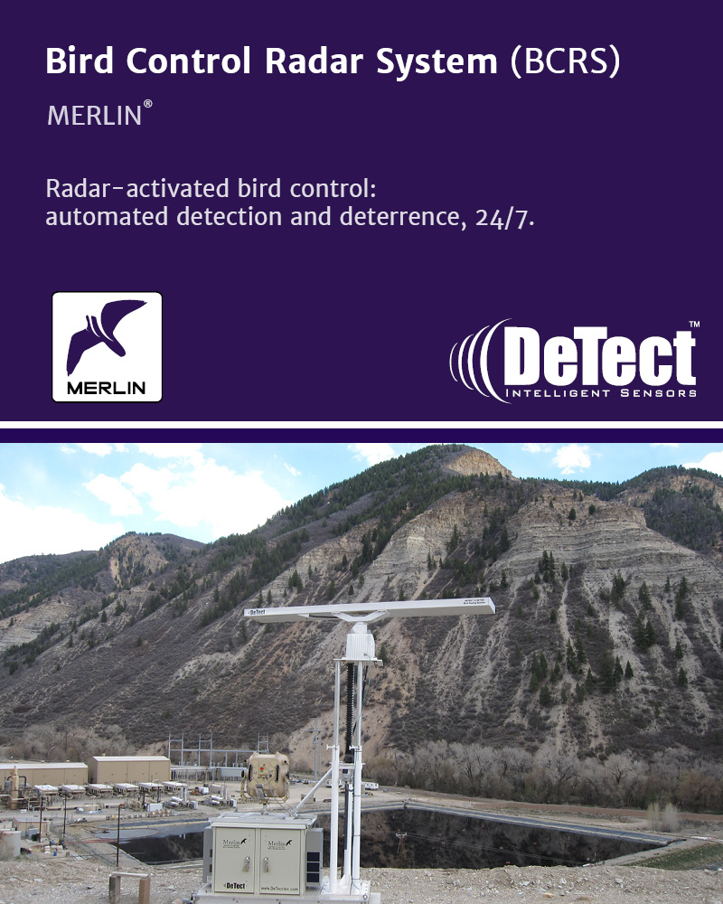 DeTect__Inc's tweet image. DeTect’s MERLIN® Bird Control Radar provides 24/7 automated bird detection &amp;amp; deterrence for industrial sites, landfills, mining and oil operations.
Radar-triggered deterrents, automated zone control and &amp;gt;97% proven effectiveness.
tinyurl.com/356ph8fe
#MERLIN #BirdControl