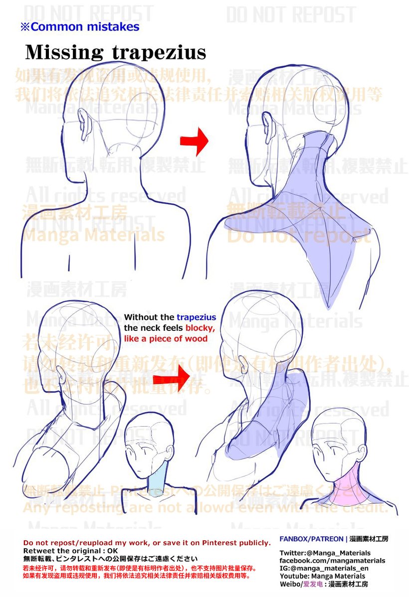 MangaMaterials2's tweet image. PERSONAL NOTE: trapezius muscle

Neck basics＋Movement of the neck: Flexion/Extension
Patreon
patreon.com/posts/neck-bas…
FANBOX
mangamaterialsen.fanbox.cc/posts/1083637

Neck: Summary of the Common mistake
Patreon
patreon.com/posts/37584464
FANBOX
mangamaterialsen.fanbox.cc/posts/1083664

#arttutorial