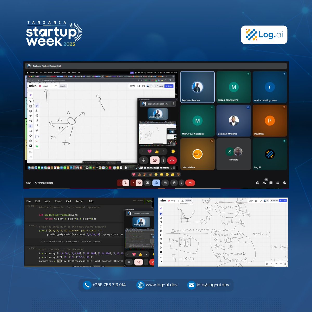 logai_dev's tweet image. Day 3 was a powerful deep dive into weights, bias, loss &amp;amp; gradient descent basics of Supervised Machine Learning — the foundation behind training all models, including deep learning.
#LogAI #TanzaniaStartupWeek2025 #PreStartupWeek #ML #DeepLearning #AI #DataScience
@TZStartupWeek