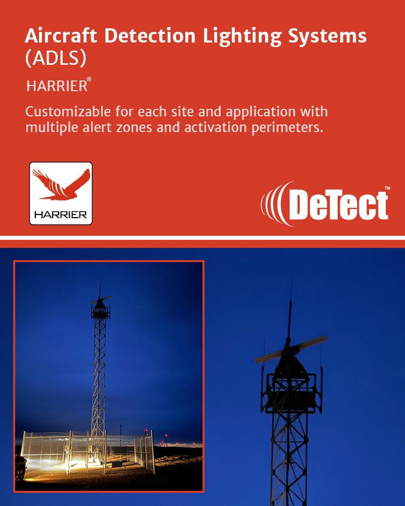 DeTect__Inc's tweet image. Reduce light pollution while meeting aviation safety standards.

DeTect’s HARRIER™ ADLS activates obstruction lights only when aircraft are detected using radar.

🔗 tinyurl.com/3hbntb22

#ADLS #AircraftDetection #AviationSafety #RadarTechnology #LightPollution #WindEnergy