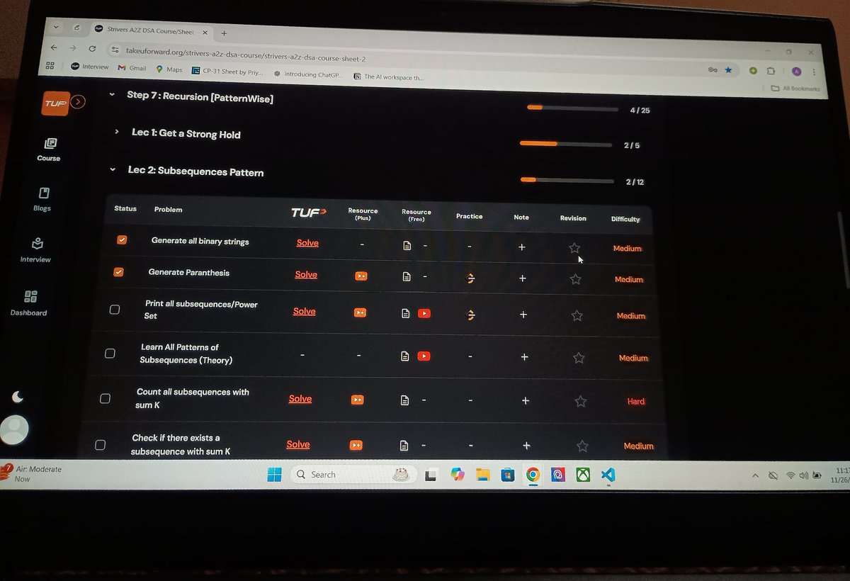 craft_withcode's tweet image. Day 59 of coding until I get a job!

✅ Did 2 questions of recursion #TUFWinterArc

✅backend - setup a new project 

✅ CP did 2 questions of 800 - rated 

#100DaysOfCode #DSA #buildinpublic #WebDevelopment