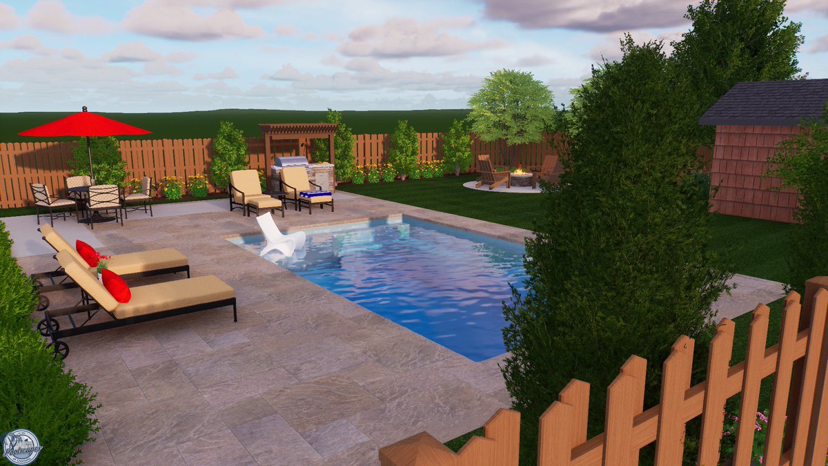 PoolscapesCLT's tweet image. Our custom #backyard design for the Lake Michigan #fiberglasspool model.