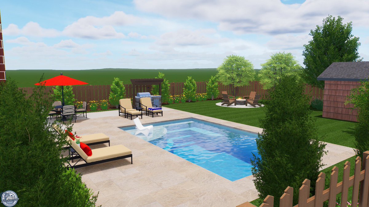 PoolscapesCLT's tweet image. Our custom #backyard design for the Lake Michigan #fiberglasspool model.