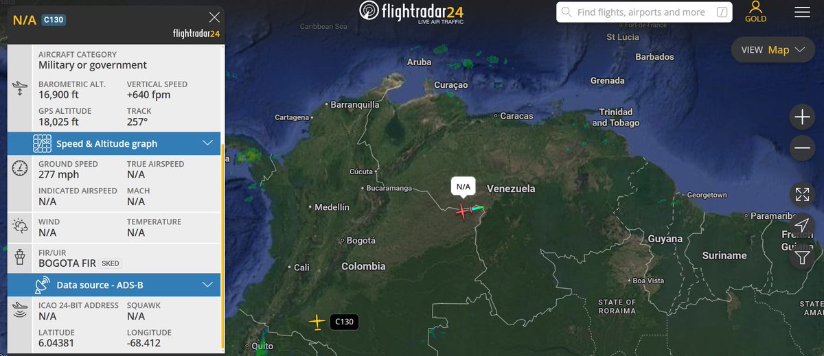 WarWatchIntel's tweet image. 👀NA HEX C130 Leaving Venezuela. @sipjack1776 @Borrowed7Time #adsb #Venezuela