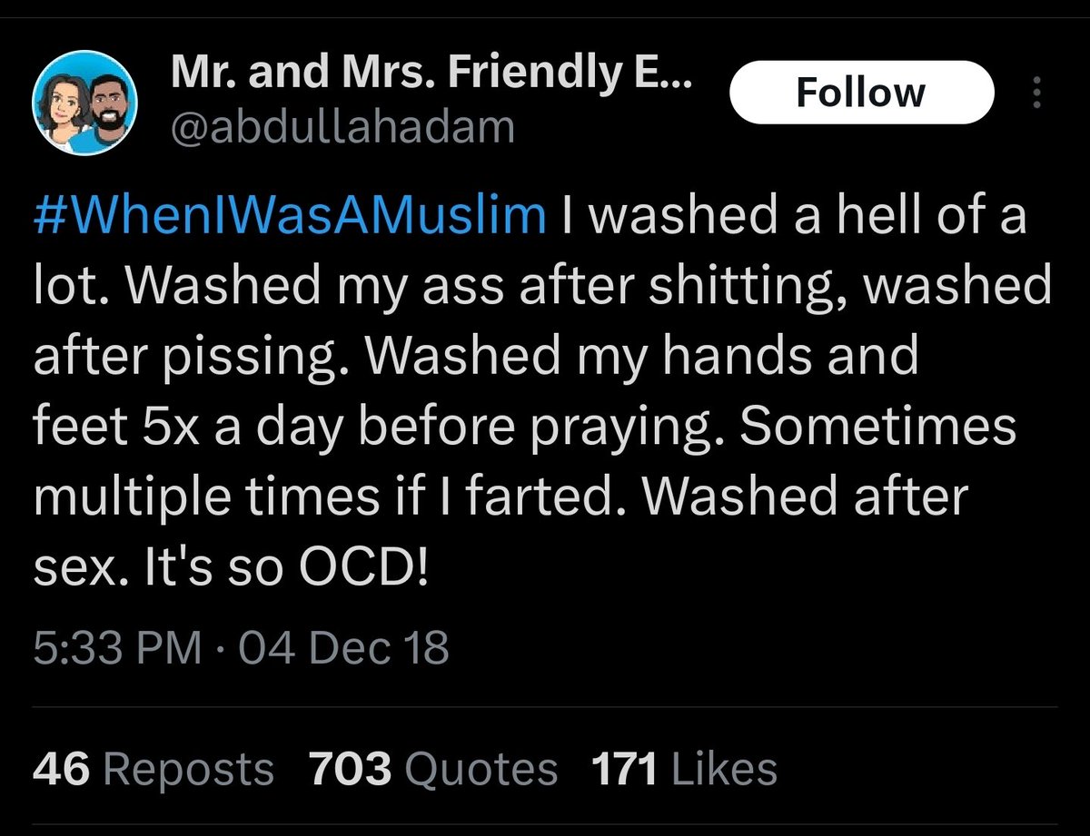 AMB_2K's tweet image. One of the reasons this guy left Islam is because he had to be hygienic btw