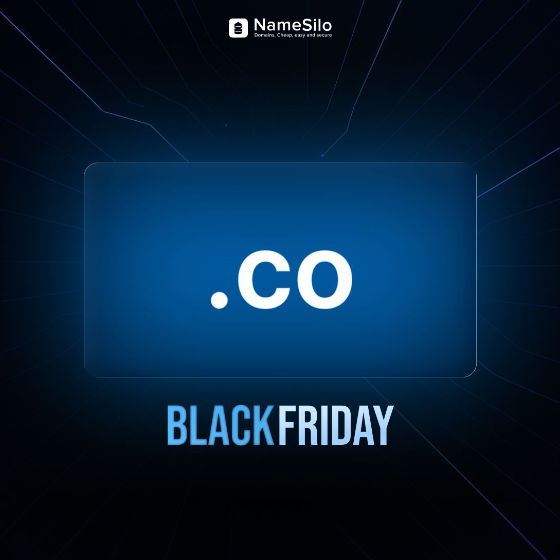 namesilo's tweet image. Build something big with .CO 🚀
Secure your .CO domain for just $5.85 the first year — suited for startups, brands, and projects that want a global feel. Offer valid until Dec 2. 🔗 buff.ly/BVuFG8R 

#BlackFriday #DomainDeals #dotCO