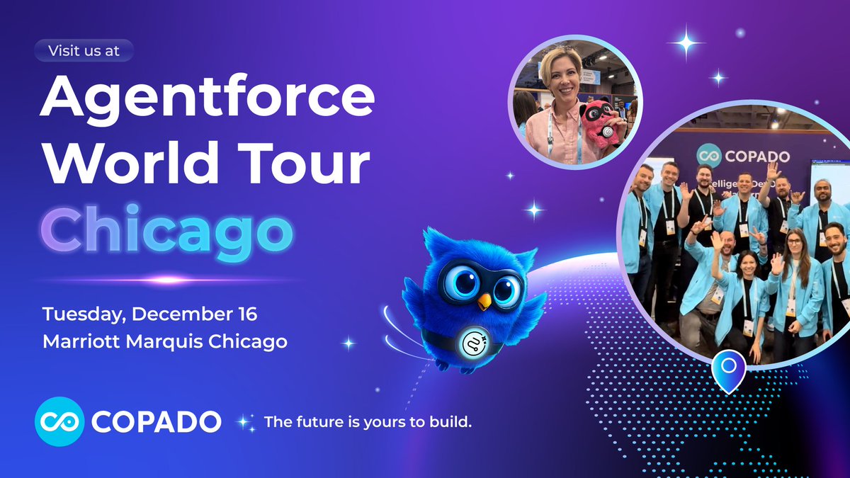 CopadoSolutions's tweet image. Chicago, ready for Org Intelligence™?

Join Copado at #WorldTourChicago on Dec 16 to see how AI and DevOps Agents help Salesforce teams move faster and deliver smarter.

 Register here: ow.ly/vK0Y50XyhOA

 #Copado #SalesforceDevOps #GroundbreakerSponsor #DevOps